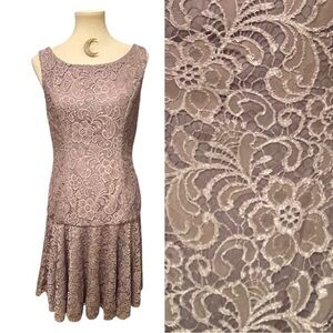 JS Collections Dusty Lavender Lace Midi Dress Size 10 SKU AE